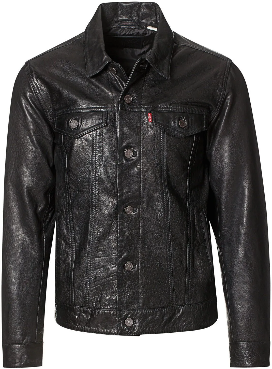 Levis black buffalo shop leather trucker jacket